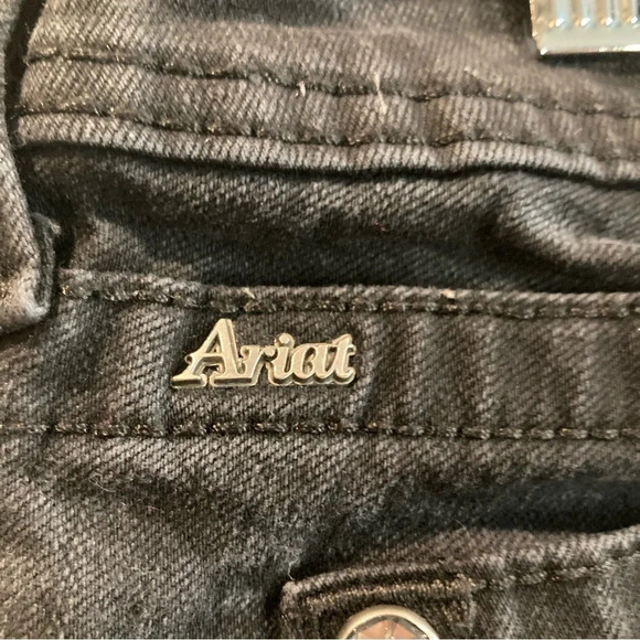 ARIAT Sz 30R Onyx Jeans Rhinestone Studs Washed Black Slim Leg Mid Rise Jeans - Picture 9 of 13